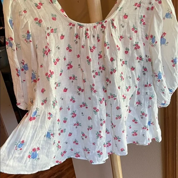 Free People White Floral Blouse - Picture 6 of 7